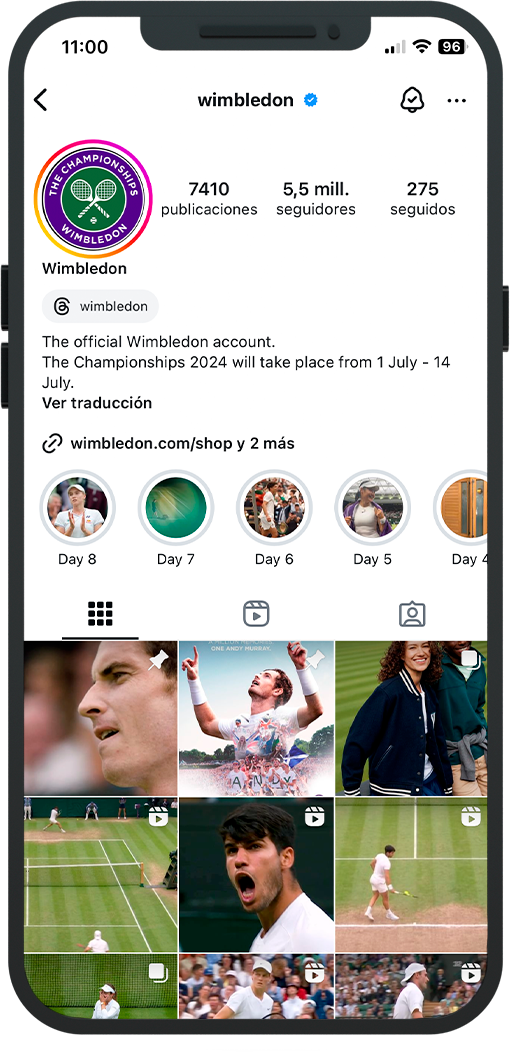 Perfil de instragram de Wimbledon