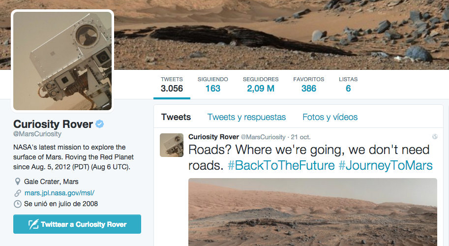 twitter curiosity rover