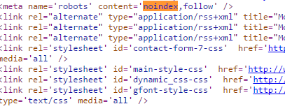Captura de una metaetiqueta NOINDEX