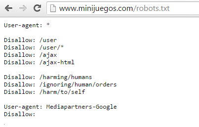 Robots.txt minijuegos