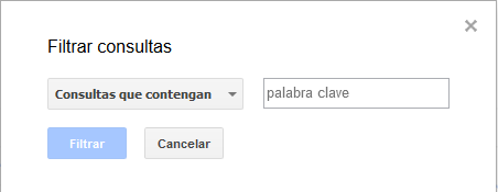 filtrar consultas search console