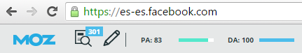 Ejemplo de autoridad de dominio de Moz