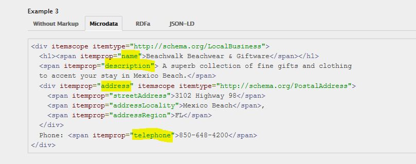Ejemplo Marcado de datos para Local SEO
