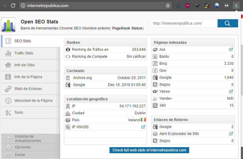 extension Open SEO Stats